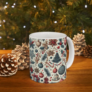 Vibrant Christmas Pattern Ceramic Mug - Festive Holiday - Dipaliz - Mugs