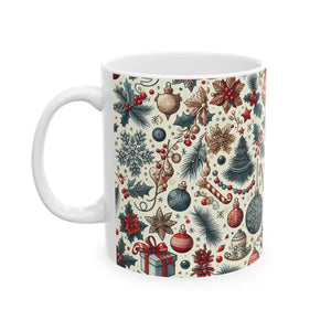 Vibrant Christmas Pattern Ceramic Mug - Festive Holiday - Dipaliz - Mugs
