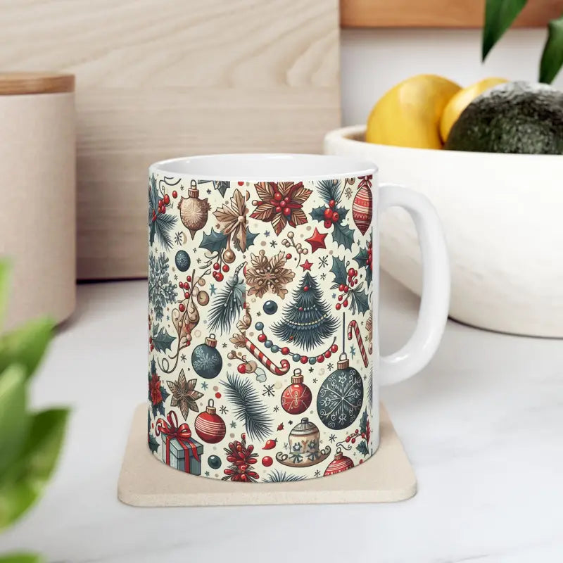 Festive Christmas Pattern Ceramic Mug for Cozy Sips