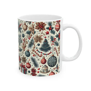 Vibrant Christmas Pattern Ceramic Mug - Festive Holiday - Dipaliz - Mugs