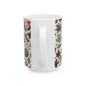 Vibrant Christmas Pattern Ceramic Mug - Festive Holiday - Dipaliz - Mugs