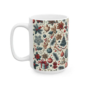 Vibrant Christmas Pattern Ceramic Mug - Festive Holiday - Dipaliz - Mugs