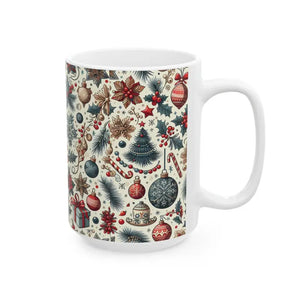 Vibrant Christmas Pattern Ceramic Mug - Festive Holiday - Dipaliz - Mugs