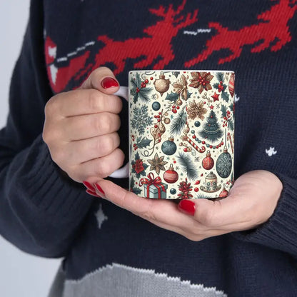 Festive Christmas Pattern Ceramic Mug for Cozy Sips