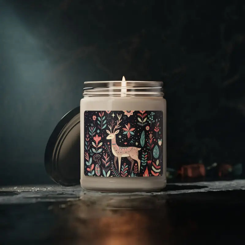 Festive Christmas Reindeer Scented Soy Candle 9oz - Home Decor