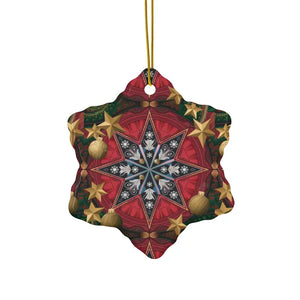 Festive Christmas Star Ornaments Durable Ceramic Holiday Decor Dipaliz - Snowflake / 1 Pc / one Size