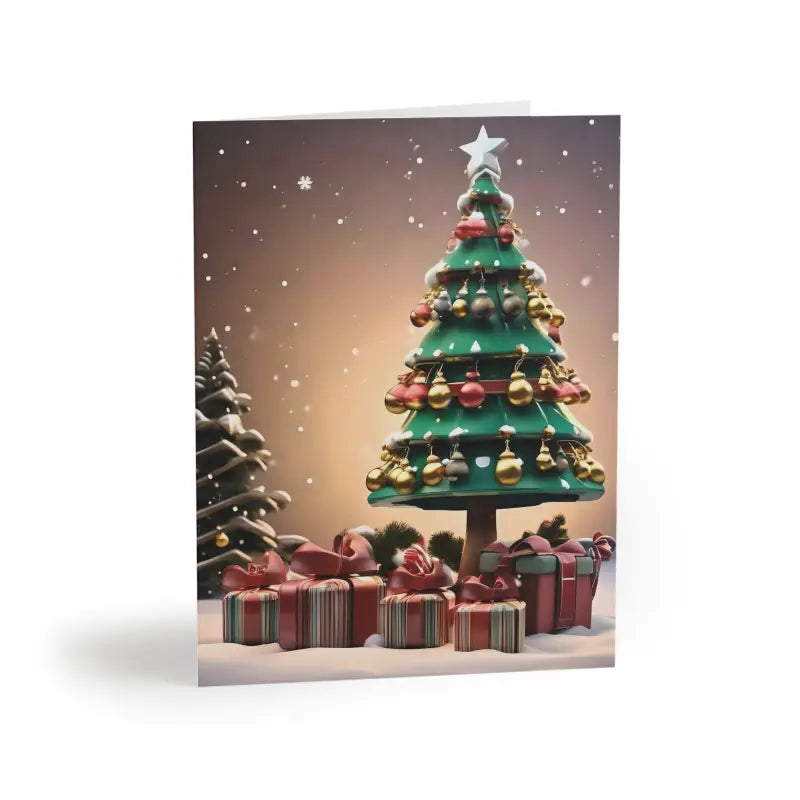 Spread Joy with Festive Christmas Tree Greeting Cards - 8 Pcs / Matte / 4.25” x 5.5” Paper Products