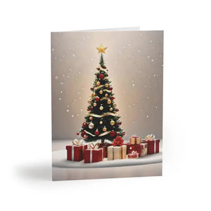 Christmas Tree Greeting Cards with Message Inside - Dipaliz - 8 Pcs / Matte / 4.25” x 5.5” - Card Organizers