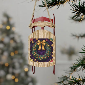 Festive Christmas Wreath Sled Ornaments Twine Thread - Dipaliz - 2.1’’ × 4.6’’ / 5 Pcs - Holiday