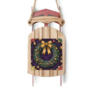 Festive Christmas Wreath Sled Ornaments Twine Thread - Dipaliz - Holiday
