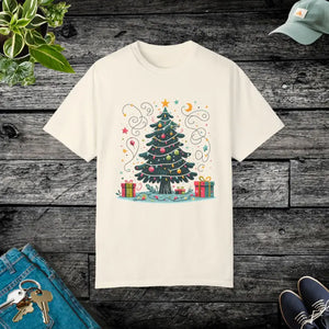Festive Comfort Colors Christmas Tree Tee - Holiday Style - Dipaliz - Ivory / s - T-shirts