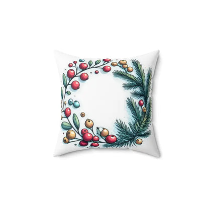 Festive Flair: Christmas Berries Polyester Square Pillow - 14’’ × Home Decor