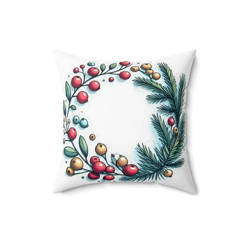 Festive Flair: Christmas Berries Polyester Square Pillow - 16’’ × Home Decor