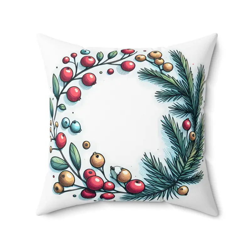 Festive Flair: Christmas Berries Polyester Square Pillow - 20’’ × Home Decor