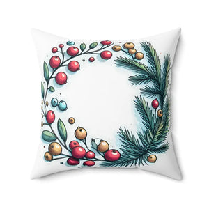 Spruce & Berries Polyester Square Pillow - Festive Flair - Dipaliz - Throw Pillows