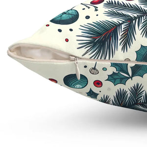 Christmas Berries Spun Polyester Square Pillow - Holiday Decor - Dipaliz - Throw Pillows