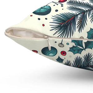 Christmas Berries Spun Polyester Square Pillow - Holiday Decor - Dipaliz - Throw Pillows