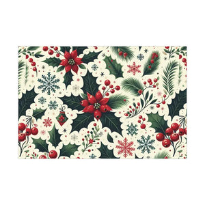 Holly Gift Wrap - Festive Detailed Leaves & Berries - Dipaliz - 30’’ x 20’’ / Satin - Wrapping Paper