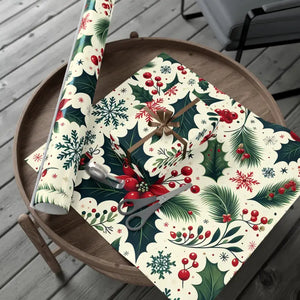 Holly Gift Wrap - Festive Detailed Leaves & Berries - Dipaliz - Wrapping Paper
