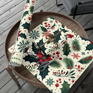 Holly Gift Wrap - Festive Detailed Leaves & Berries - Dipaliz - Wrapping Paper
