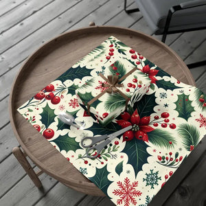Holly Gift Wrap - Festive Detailed Leaves & Berries - Dipaliz - Wrapping Paper