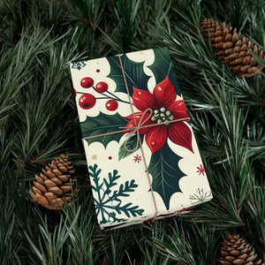 Holly Gift Wrap - Festive Detailed Leaves & Berries - Dipaliz - Wrapping Paper