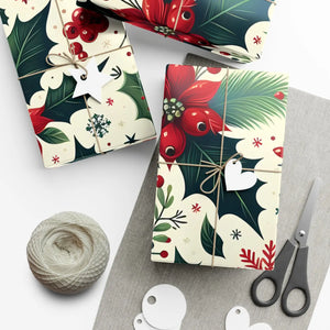 Elegant Holly Gift Wrap - Detailed Leaves Christmas - Dipaliz - Wrapping Paper