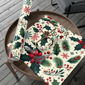 Elegant Holly Gift Wrap - Detailed Leaves Christmas - Dipaliz - Wrapping Paper