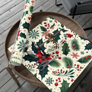 Elegant Holly Gift Wrap - Detailed Leaves Christmas - Dipaliz - Wrapping Paper
