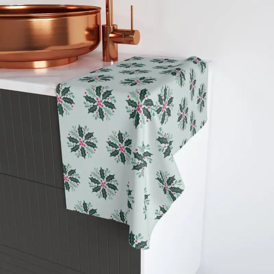 Transform your Bathroom with a Festive Holly & Berries Hand Towel! - White Base / 28’’ × 16’’ Home Decor