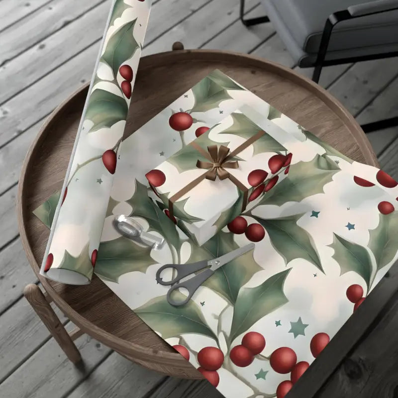 Nature-inspired Holly Leaves Gift Wrap for Perfect Presents - 30’’ x 72’’ / Matte Home Decor