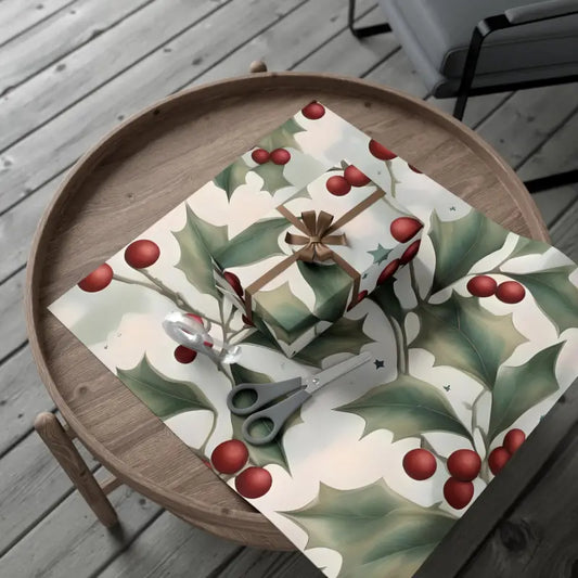 Deck the Gifts with Holly Leaves Gift Wrap Magic - 30’’ x 20’’ / Matte Home Decor