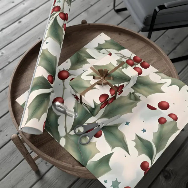 Nature-inspired Holly Leaves Gift Wrap for Perfect Presents - 30’’ x 144’’ / Matte Home Decor