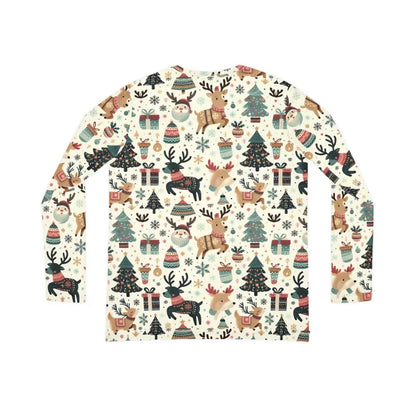 Dazzle in a Festive Long Sleeve with Christmas Reindeer Pattern - V-neck