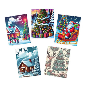 Festive Multi-design Greeting Cards Set - Colorful Holiday Joy - Dipaliz - 4.25’’ x 5.5’’ (vertical) / Uncoated