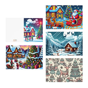Festive Multi-design Greeting Cards Set - Colorful Holiday Joy - Dipaliz - 4.25’’ x 5.5’’ (vertical) / Uncoated