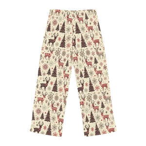 Festive Pajama Pants - Reindeer Pattern Polyester Jersey Knit - Dipaliz - l / White Stitching - Pajamas