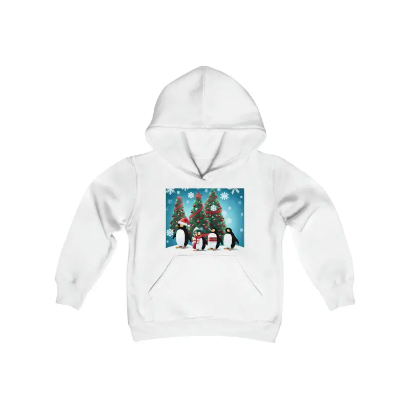 Festive Penguin Christmas Hoodie: Cozy Up in Style - White / s Kids Clothes