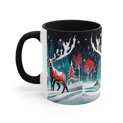 Festive Reindeer Christmas Coffee Mug for Holiday Cheer - Black / 11oz