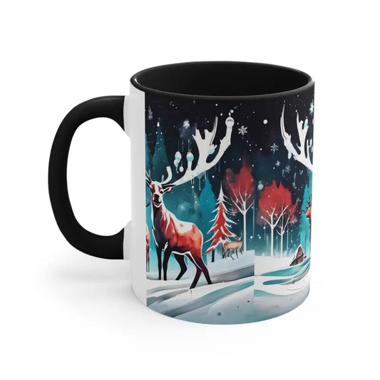 Festive Reindeer Christmas Coffee Mug for Holiday Cheer - Black / 11oz