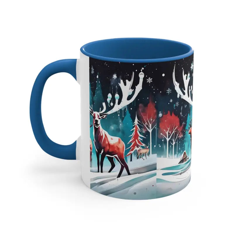 Festive Reindeer Christmas Coffee Mug for Holiday Cheer - Blue / 11oz