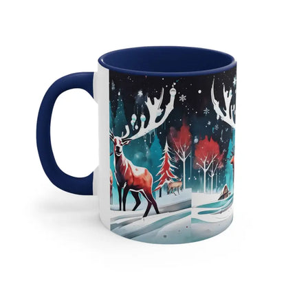 Festive Reindeer Christmas Coffee Mug for Holiday Cheer - Navy / 11oz