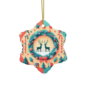 Festive Reindeer Christmas Ornaments - Durable Ceramic - Dipaliz - Snowflake / 10 Pcs / one Size - Holiday