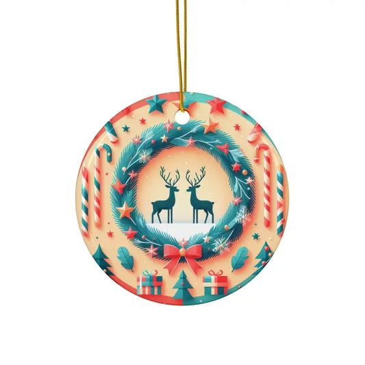 Magical Festive Reindeer Ceramic Ornaments for Christmas Delight - Circle / 1 Pc / one Size Home Decor