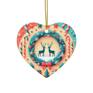 Festive Reindeer Christmas Ornaments - Durable Ceramic - Dipaliz - Heart / 3 Pcs / one Size - Holiday