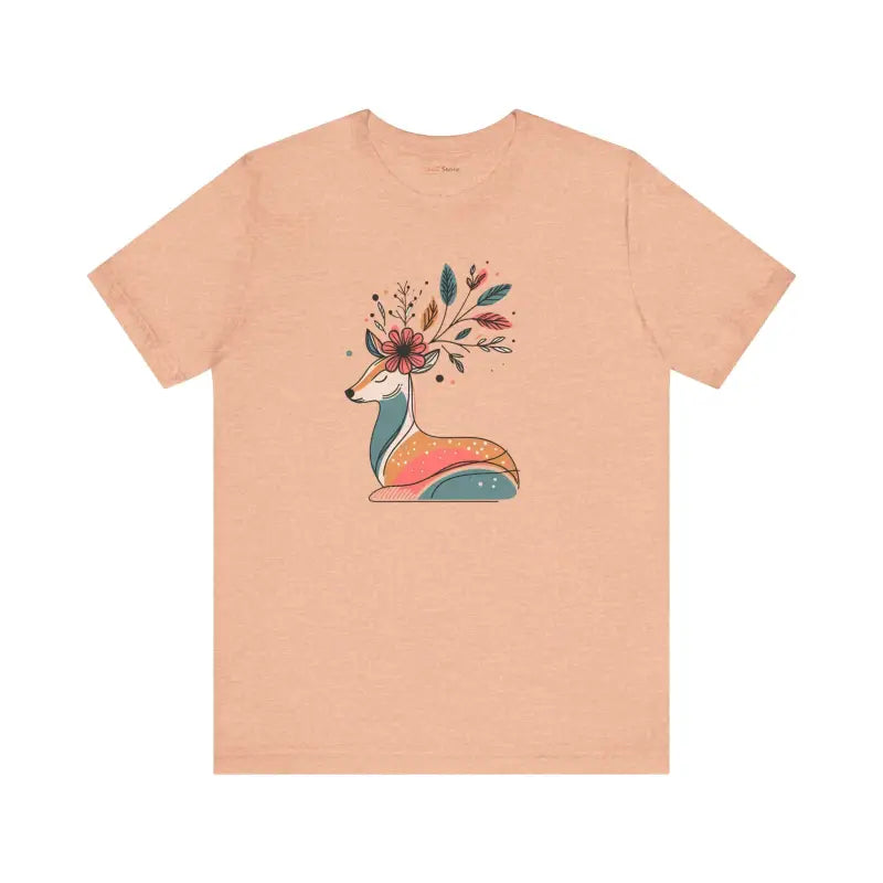 Reindeer Unisex Jersey Tee – Ultimate Holiday Comfort & Charm - Heather Peach / s T-shirt