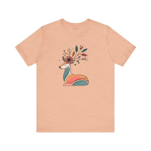 Reindeer Unisex Jersey Tee Airlume Cotton Christmas - Dipaliz - Heather Peach / s - T-shirts