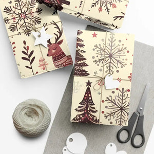 Festive Reindeer Gift Wrap - Christmas Paper - Dipaliz - 30’’ x 72’’ / Satin - Wrapping