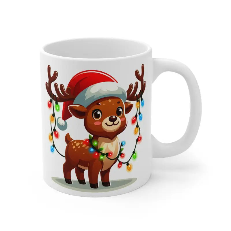 Festive Reindeer Mug with Christmas Lights Style 11oz