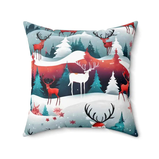 Cozy Up for Holidays with Festive Reindeer Polyester Pillow - 20’’ × Home Decor